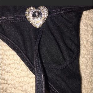 VS NWOT Black Small G string with heart detail